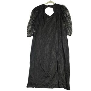 Vintage Diana Marco Black Lace Maxi‎ Dress Size 20 Formal Party Puff USA Made